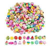 200pcs Fruit Clay Beads-Mixed Candy Polymer Clay Beads Charms for Bracelet Necklace Jewelry Making (Fruit)