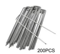 200Pcs Galvanised Steel U Shaped Weed Membrane Pins Ground Stakes Garden Pegs