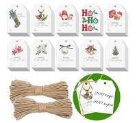 200PCS Gift Tags for Presents Christmas Label Gift Wrapping Xmas Craft Gifts Tags Xmas Tag for Presents Christmas Tag Decorations Merry Christma Happy Holidays Giving Gifts to Others