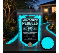 200Pcs Glow in The Dark Pebbles for Garden,Resin Pebbles,Luminous Stones for Pathway, Aquarium, Yard, Driveway, Fish Tank,Luminous Decorative Pebbles for Planters, Outdoor Decor (Blue)