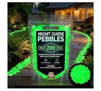 200Pcs Glow in The Dark Pebbles for Garden,Resin Pebbles,Luminous Stones for Pathway, Aquarium, Yard, Driveway, Fish Tank,Luminous Decorative Pebbles for Planters, Outdoor Decor (Green)