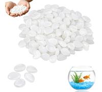 200PCS Glow in the Dark Pebbles, White Aquarium Gravel & Fish Tank Stones, Luminous Decorative Stones for Plant Pots, Garden, Vases, Pathway & DIY Decor, Multi-Functional Decorative Solution (White)