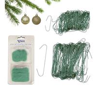 200Pcs Green Hanging Hooks for Christmas Decorations, Tree Baubles Metal Hooks for Christmas Tree Home Kitchen Party Decorations, Assorted Sizes