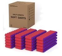 200pcs Half-Length Soft Darts, Short Darts Compatible with Dart Zone, Adventure, Nerf, Worker, Zhenweiqi - for Foam Dart Blasters & Toy Guns Accurate 1.3g (Red Purple 1.3g)
