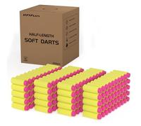 200pcs Half-Length Soft Darts, Short Darts Compatible with Dart Zone, Adventure, Nerf, Worker, Zhenweiqi - for Foam Dart Blasters & Toy Guns Accurate 1.3g (Yellow Pink 1.4g)
