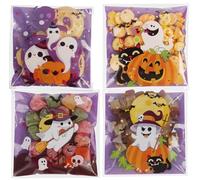 200Pcs Halloween Candy Bags Cookie, Clear Trick or Treat Bag Self Adhesive Cellophane, for Visiting Gifts, Halloween Party (4 Patterns - B)