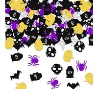 200Pcs Halloween Confetti, Halloween Table Decoration, Ghost Pumpkin Bat Spider Confetti for Party, Fall Confetti, Halloween Theme Bachelorette Birthday Party Supplies Silver Black Gold Purple