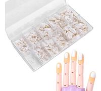 200pcs Hand Practice Finger Tips Practice Training False Hand Nail Tip Novice DIY False Fake Nail Manicure Tool Nail Art Training Hand (white)