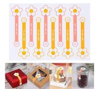 200pcs Handmade Lollipop Sealing Stickers, Long Label Stickers for Tins/Jars/Coffee Cups/Bottles, Self-Adhesive Handmade Baked Stickers Cake Boxes Gift Tamper Evident Seal Labels (Flower)
