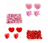 200PCS Heart Push Pins For Cork Board, Cute Heart Decorative Push Pins, For Home School Office,Photos Wall Notice Board Cork Board
