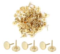 200pcs Heavy Duty Thumb Tacks, Flat Drawing Push Pins for Bulletin Board Decorative Nails Thumbtacks Upholstery Tacks for Wall Hanging Photo Home Furniture Sofa Crafts Office School DIY Decor (Gold)