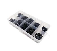 200pcs Hexagon Nylon Insert Self Locking Nut Locknut Assortment Kit Set M2 M2.5 M3 M4 M5 M6 M8 Black Carbon Steel