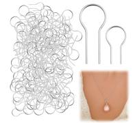 200pcs High Temperature Nichrome Wire Jump Rings, Nichrome Wire Hooks, Flexible R-Shaped Hanging Burning Needle Clay Hooks for Kiln Ceramic Fused Glass Supplies for DIY Pendant Bead Ornaments