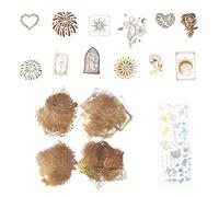 200pcs Hot Gold Laser Stickers, Golden Dream Series, Scrapbook Stickers, Vintage DIY Stickers, Suitable for Diaries, Photo Albums, Calendars, Notebooks