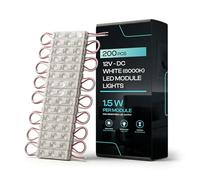 200pcs Injection LED Module for Signs Cool White 1.5W 12V DC 7714 SMD 3 LEDs Waterproof Decorative Light for Letter Advertising Signs with Tape Adhesive Backside. (Cool White)