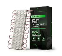 200pcs Injection LED Module for Signs Green 1.5W 12V DC 7714 SMD 3 LEDs Waterproof Decorative Light for Letter Advertising Signs with Tape Adhesive Backside. (Green)