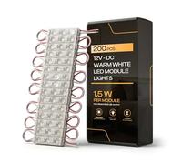 200pcs Injection LED Module for Signs Warm White 1.5W 12V DC 7714 SMD 3 LEDs Waterproof Decorative Light for Letter Advertising Signs with Tape Adhesive Backside. (Warm White)