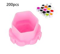 200Pcs Ink Cups Space-Saving Plastic Pigment Cups for Tattooing Process Efficiency, Suitable for Professional Salon, Red/White/Pink/Green Pigment Holder (Roseate)