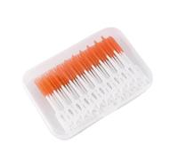 200pcs Interdental Silicone Brushes Super Soft Dental Cleaning Brush Toothpicks with Thread Floss Oral Care Tool for Cleaning Gaps Between Teeth(Orange)