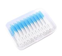 200pcs Interdental Silicone Brushes Super Soft Dental Cleaning Brush Toothpicks with Thread Floss Oral Care Tool for Cleaning Gaps Between Teeth(Light Blue)