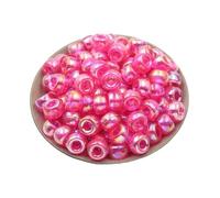 200Pcs Iridescent Acrylic Barrel Beads, 6x9mm Large Hole Barrel Spacer Beads for Crafting, Beading, Keychain Making, Rose Red