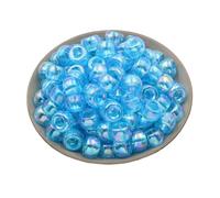 200Pcs Iridescent Acrylic Barrel Beads, 6x9mm Large Hole Barrel Spacer Beads for Crafting, Beading, Keychain Making, Lake Blue
