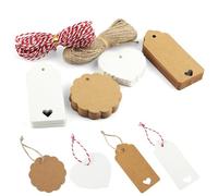 200Pcs Kraft Paper Tags, White Brown Tags with String 20M, Price Tag, Blank Kraft Gift Tag for Presents, Handmade Labels for Gift Wrapping, Wedding,Christmas,DIY Crafts