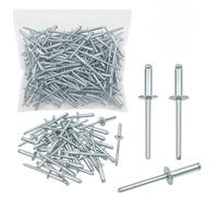 200PCS Large Flange Aluminum Pop Rivets 3/16" x 1" Long Pop Rivets with Big Head Steel Mandrel Aluminum Boat Rivets Dome Body Blind Rivet Set for Sheet Steel Duct Work Marine