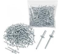 200PCS Large Flange Aluminum Pop Rivets 3/16" X 3/4" Body Blind Clenches Set for Sheet Steel Duct Work Aluminum Boat Clenches Long Pop Rivets Big Head Steel Mandrel Dome