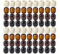 200Pcs Large Hole Barrel Wood European Loose Beads 4 Colors Natural Wooden Dreadlock Hair Braid Beads for Hair Braids Jewelry Bracelet Necklace Making 16x16-17mm