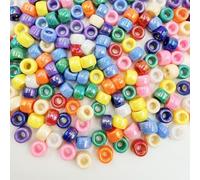 200pcs Large Hole Beads 9MM*6MM Acrylic Pony Beads for Beading DIY Craft-Soild Color