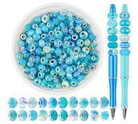 200pcs Large Hole Beads for Pens - 14mm Crystal Beads for DIY Pens, Keychain & Jewelry Making - Blue