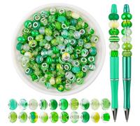 200pcs Large Hole Beads for Pens & Jewelry Making - 14mm Spacer Beads Bulk for DIY Crafts & Garden Stakes, Green