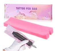 200PCS Large Tattoo Pen Covers, Tattoo Machine Covers, Tattoo Pen Machine Bags, 2.04 × 7.09 Inch Disposable Tattoo Pen Covers Plastic Wrap, Tattoo Machine Wrap for Most Tattoo Pens (Pink)