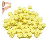 200Pcs Lemon Beads, 10mm Soft Clay Lemon Bag Charm, Cute Flat Yellow Fruit Beads for Jewelry Making DIY Craft Supplies Bag Charm