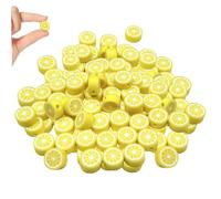 200Pcs Lemon Beads, 10mm Soft Clay Lemon Bag Charm, Cute Flat Yellow Fruit Beads for Jewelry Making DIY Craft Supplies