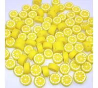 200Pcs Lemon Polymer Clay Beads,10mm Fruit Charm Spacer Beads for Jewelry Making,Necklace, Earring and Bracelet DIY Craft Supplies,Yellow Flat Beads, Summer Jewelry Kits and Fruit Theme Accessories