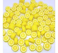 200Pcs Lemon Polymer Clay Beads Fruit Charm Beads Flat Spacer Making Supplies for Necklace Earring Bracelet Making Lemon Beading Supplies (Yellow 10mm)