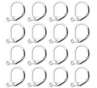 200pcs Leverback Earring Hooks Hypoallergenic French Dangle Earwires with Loop 10x15mm Gold Plated Brass Earring Parts Jewelry Making Findings(Silver)