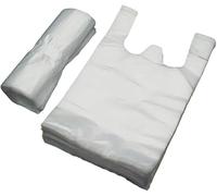 200pcs Lianpak Extra Strong White & Clear Mid Size Vest Carrier Bags with FlexTech, Soft Touch, Recycled, Tear Resistant - Perfect for Household, Office, Kitchen & Caterers - 200 Bags per Roll
