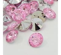 200pcs - Light Pink Round 15mm Acrylic Crystal Effect Faux 1 Hole Sewing Buttons - Knitting Crafts, Bling, Jewellery, Art Making