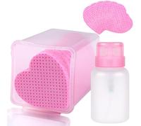 200pcs Lint Free Nail Wipes, 1 Pull-Off Pump-Style Bottle，Nail Cleaning Pads, for Cleaning Nails for Manicures, Mascara Extension Glue Cleaning Wipes, and Nail Care Product Sets (Pink)