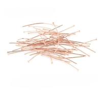 200pcs/Lot 16 20 25 30 35 40 45 50mm Flat Head/Ball Head/Eye Head Pins Metal Headpins For Jewelry Findings Making DIY Supplies-Flat-Rose Gold,50mm