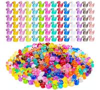 200pcs Luminous Mini Resin Ducks, Small Plastic Miniature Ducks Tiny Animals Bulk Glow in The Dark Figures for DIY Garden Dollhouse Decor Micro Home Landscape Aquarium Craft Gifts Party Favors