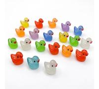 200PCS Luminous Resin Animals Mixed, Mini Ducks Glow in The Dark, Tiny Resin Animals for DIY Crafts, Fairy Garden, Aquarium & Potted Plants Decor, Cute Miniature Figures for Kids and Adults (1cm)