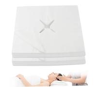 200Pcs Massage Face Cradles Cover, 16x16" Face Cradles Covers for Massage Table with Cross-Shaped Hole, White Non-Woven Disposable Face Cradles Covers for Spa, Salon..
