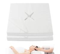 200Pcs Massage Face Cradles Cover, 16x16" Face Cradles Covers for Massage Table with Cross-Shaped Hole, White Non-Woven Disposable Covers for Spa, Salon, Decor