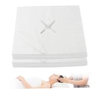 200Pcs Massage Face Cradles Cover, 16x16" Face Cradles Covers for Massage Table with Cross-Shaped Hole, White Non-Woven Disposable Covers for Spa, Salon.