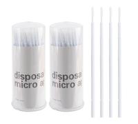 200pcs Micro Brushes, Precision Microswabs for Eyelash Extensions Lash Mascara Applicators Makeup and Personal Care(White with Case)