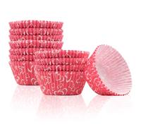 200Pcs Mini Love Heart Cupcake Cases,Paper Muffin Cake Wrappers Boxes Baking Cups Dessert Holder Cupcake Liners for Valentine's Day Wedding Birthday Party Anniversary Party Cake Decoration